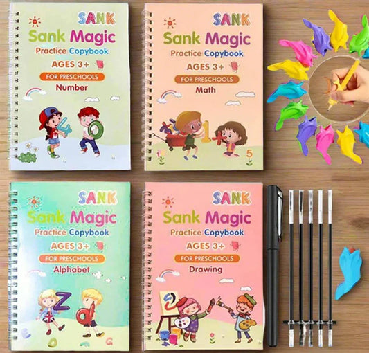 Sank Magic Practice Copybook (4 BOOKS,1 PEN,1 GRIP,10 REFILL)